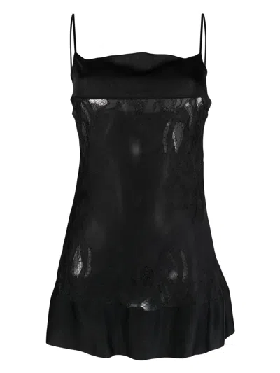 Carine Gilson Lace-panelled Babydoll Slip Dress In Black