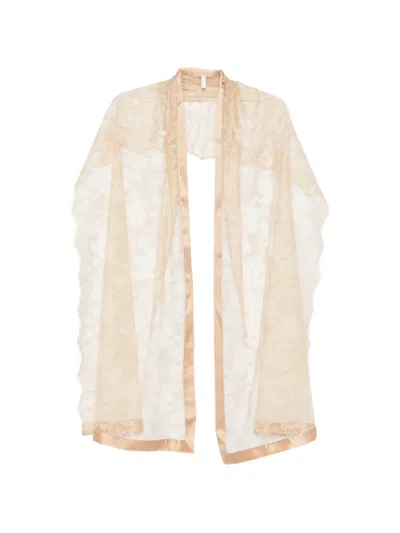 Carine Gilson Lace Silk Stole In Neutral