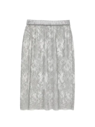 Carine Gilson Lace Skirt In Gray