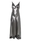 Carine Gilson Lace-trim Lurex Slip Dress In Silver