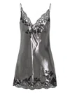 Carine Gilson Lace-trim Lurex Slip Dress In Silver