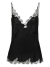 Carine Gilson Lace-trim Silk Camisole In 黑色