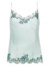 Carine Gilson Lace-trim Silk Camisole In Blue