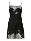 Carine Gilson Lace-trim Silk Slip Dress In 黑色