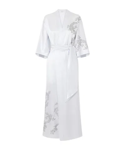 Carine Gilson Lace-appliqué Silk-satin Robe In White