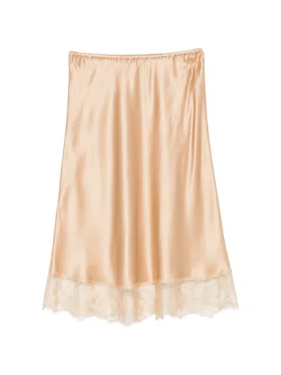 Carine Gilson Lace-detail Half Slip In Brown