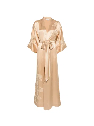 Carine Gilson Lace-detail Robe In Brown