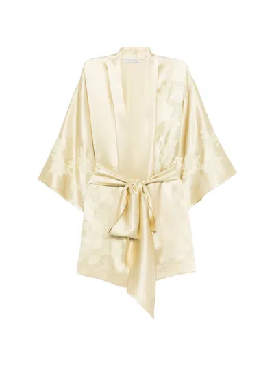 Carine Gilson Lace-detail Robe In Yellow