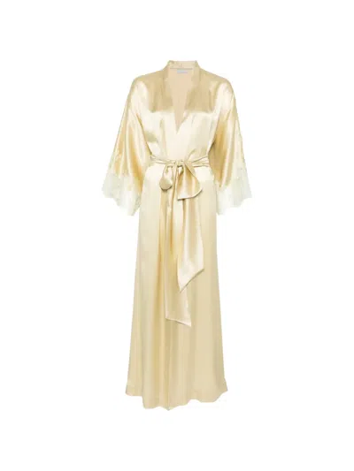 Carine Gilson Lace-detail Robe In Yellow