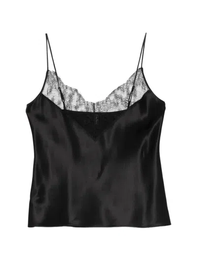 Carine Gilson Lace-detail Satin Camisole In Black