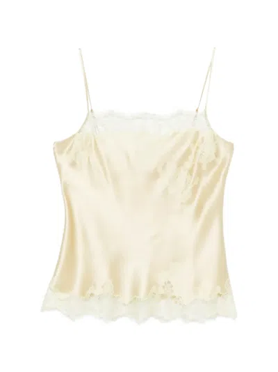 Carine Gilson Lace-detail Silk Camisole In Neutral