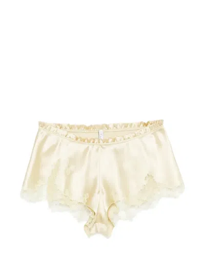 Carine Gilson Lace-detail Silk Shorts In Yellow