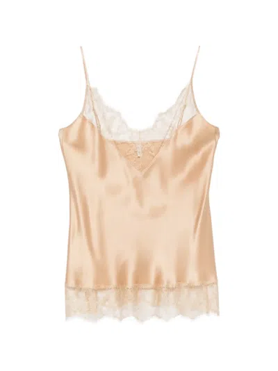 Carine Gilson Lace-detail V-neck Camisole In Neutral