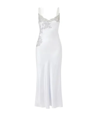 Carine Gilson Lace-embroidered Silk Midi Dress In White