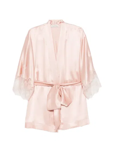 Carine Gilson Lace-sleeve Kimono In Pink