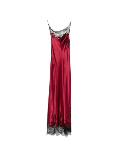 Carine Gilson Lace-trim Cowl-neck Maxi Dress In Red