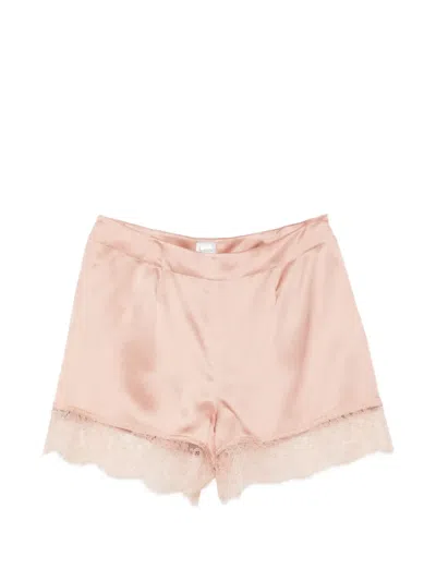 Carine Gilson Lace-trim Pajama Shorts In Pink