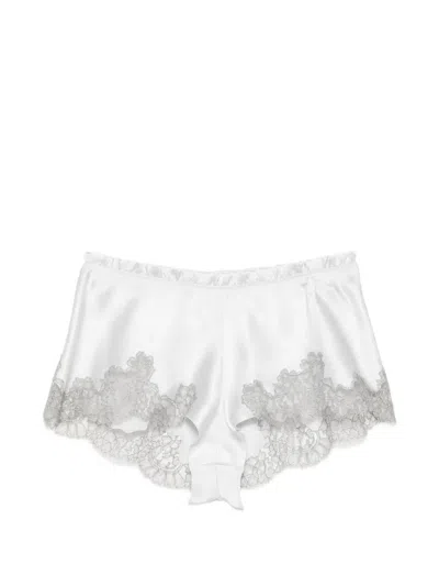 Carine Gilson Lace-trim Pajama Shorts In White