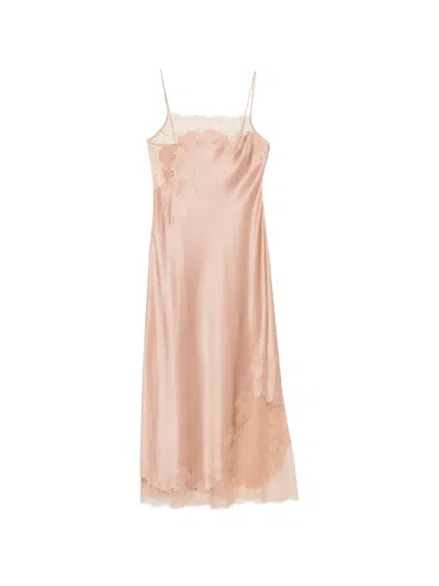 Carine Gilson Lace-trim Satin Nightdress In Neutral