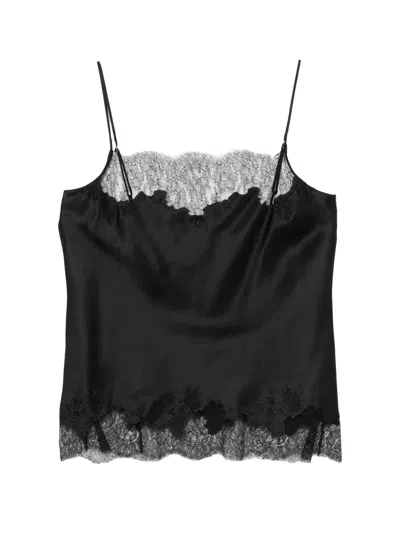 Carine Gilson Lace-trim Silk Camisole In Black