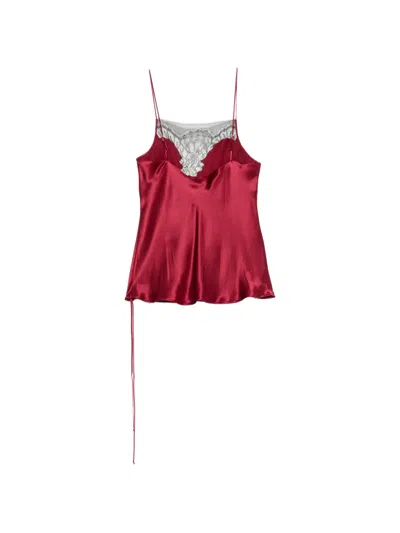 Carine Gilson Lace-trim Silk Camisole In Red