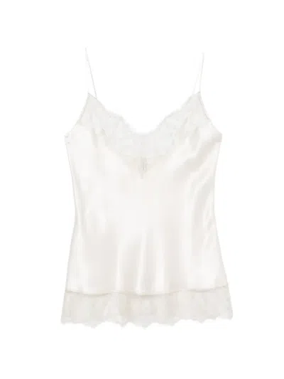 Carine Gilson Lace-trim Silk Camisole In White