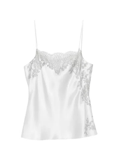 Carine Gilson Lace-trim Silk Camisole In Yellow