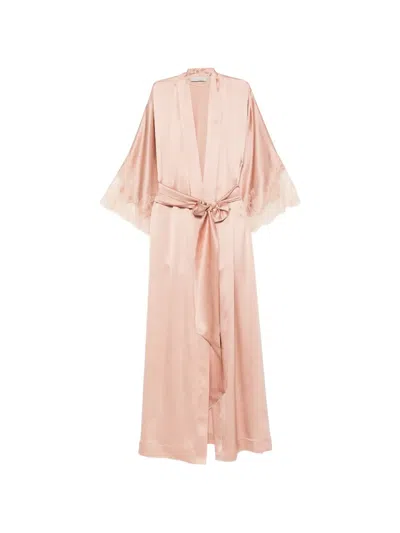 Carine Gilson Lace-trim Silk Dressing Gown In Multi