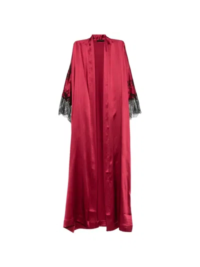 Carine Gilson Lace-trim Silk Kimono In Multi