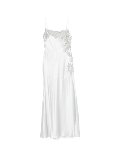 Carine Gilson Lace-trim Silk Nightdress In White