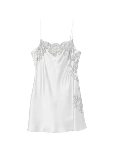 Carine Gilson Lace-trim Silk Nightdress In White