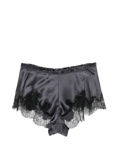 Carine Gilson Lace-trim Silk Shorts In Black