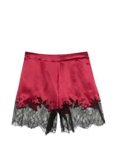 Carine Gilson Lace-trim Silk Shorts In Red