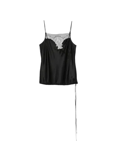 Carine Gilson Lace-trim Silk-satin Camisole In Black