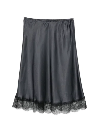 Carine Gilson Lace-trim Skirt In Blue