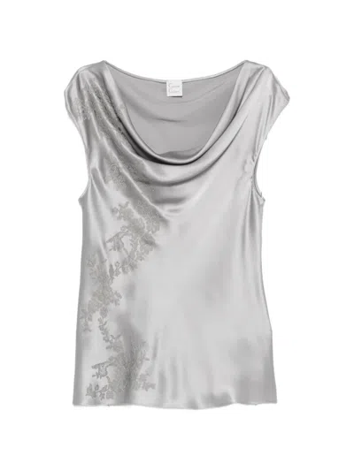 Carine Gilson Lace-trimmed Silk Blouse In Multi