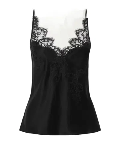 Carine Gilson Lace-trimmed Silk-satin Camisole In Black