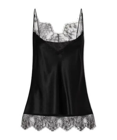 Carine Gilson Lace-trimmed Silk-satin Camisole In Black