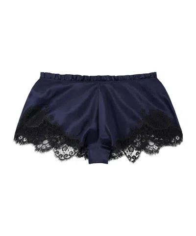 Carine Gilson Lace-trimmed Silk-satin Shorts In Blue