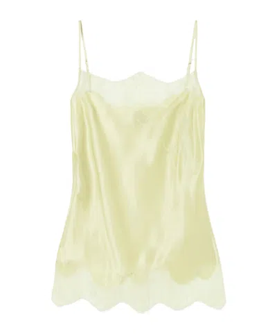 Carine Gilson Lace-trimmed Silk-satin Camisole In Green