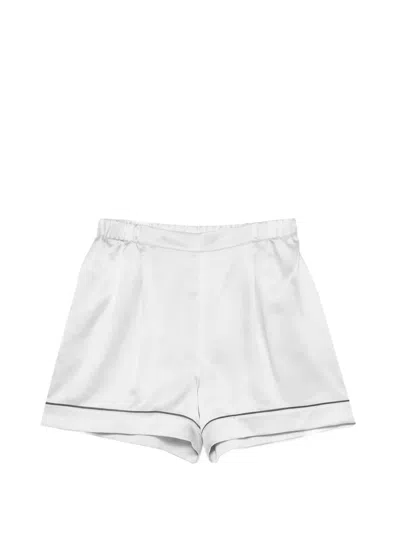 Carine Gilson Piped Wide-leg Pajama Bottoms In White