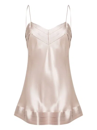 Carine Gilson Pleat-detail Silk Babydoll Dress In Pink