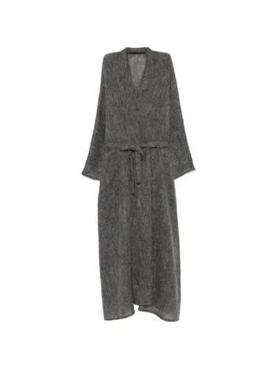 Carine Gilson Raglan-sleeve Robe In Gray