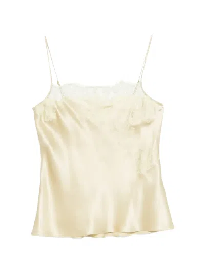 Carine Gilson Satin Lace-detail Camisole In Yellow