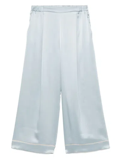 Carine Gilson Satin Silk Pajama Trousers In Green