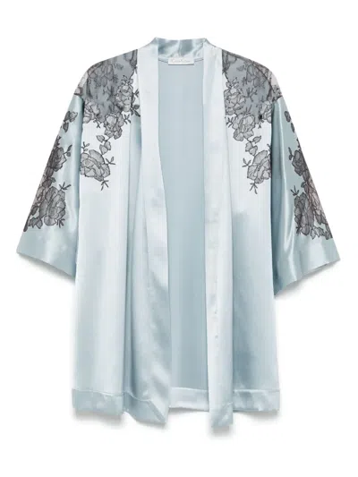 Carine Gilson Satin Silk Short Robe In Green