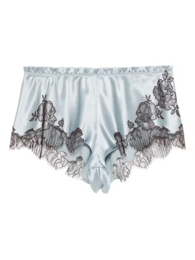 Carine Gilson Satin Silk Shorts In Blue