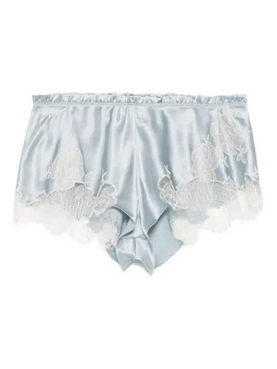 Carine Gilson Satin Silk Shorts In Blue