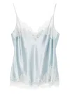 Carine Gilson Satin Silk Top In Blue