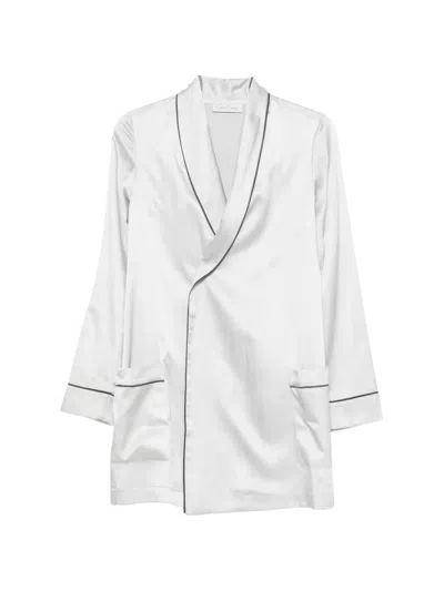 Carine Gilson Satin-finish Piped-trim Robe In White